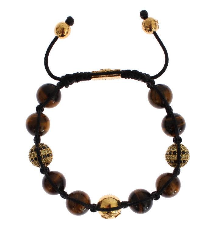 Nialaya CZ Brown Tigers Eye 925 Silver Bracelet - Ellie Belle