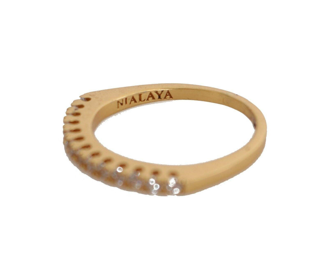 Nialaya Gold Authentic Womens Clear CZ Gold 925 Silver Ring - Ellie Belle