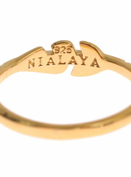 Nialaya Gold Clear CZ 925 Silver Ring - Ellie Belle