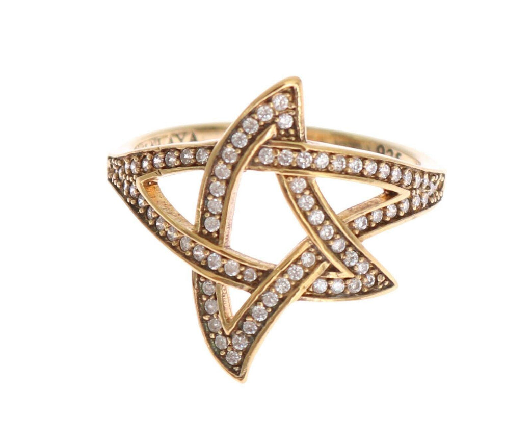 Nialaya Gold Star Clear CZ Gold 925 Silver Ring - Ellie Belle