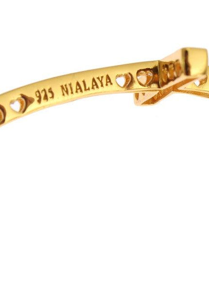 Nialaya Matte Onyx Stone Gold CZ Cross 925 Silver Bracelet - Ellie Belle