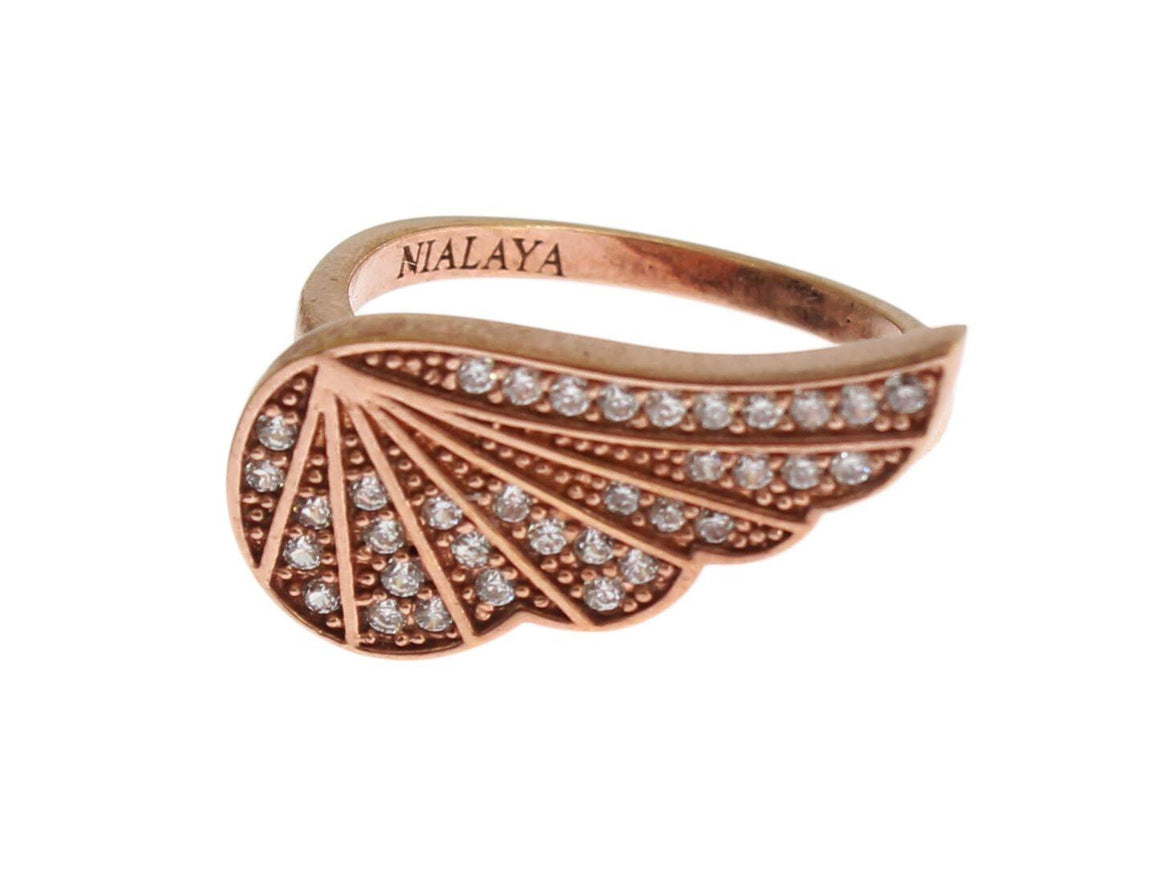 Nialaya Pink Gold 925 Silver Womens Clear CZ Ring - Ellie Belle