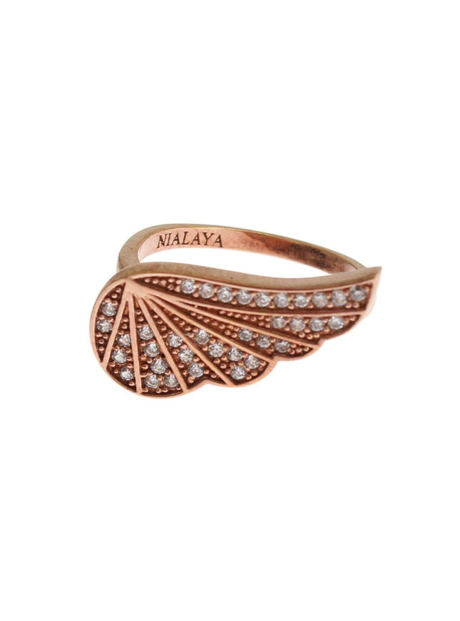 Nialaya Pink Gold 925 Silver Womens Clear CZ Ring - Ellie Belle