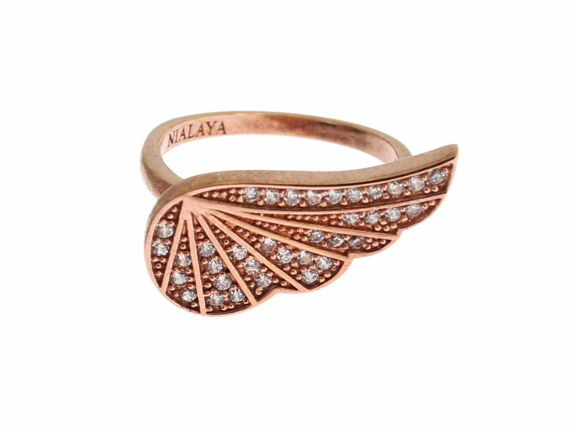 Nialaya Pink Gold 925 Silver Womens Clear CZ Ring - Ellie Belle