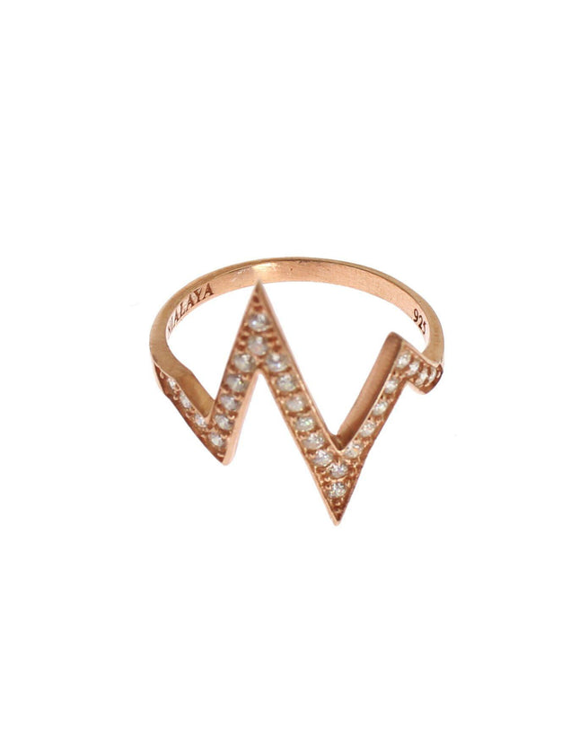 Nialaya Pink Gold 925 Silver Womens Clear Ring - Ellie Belle