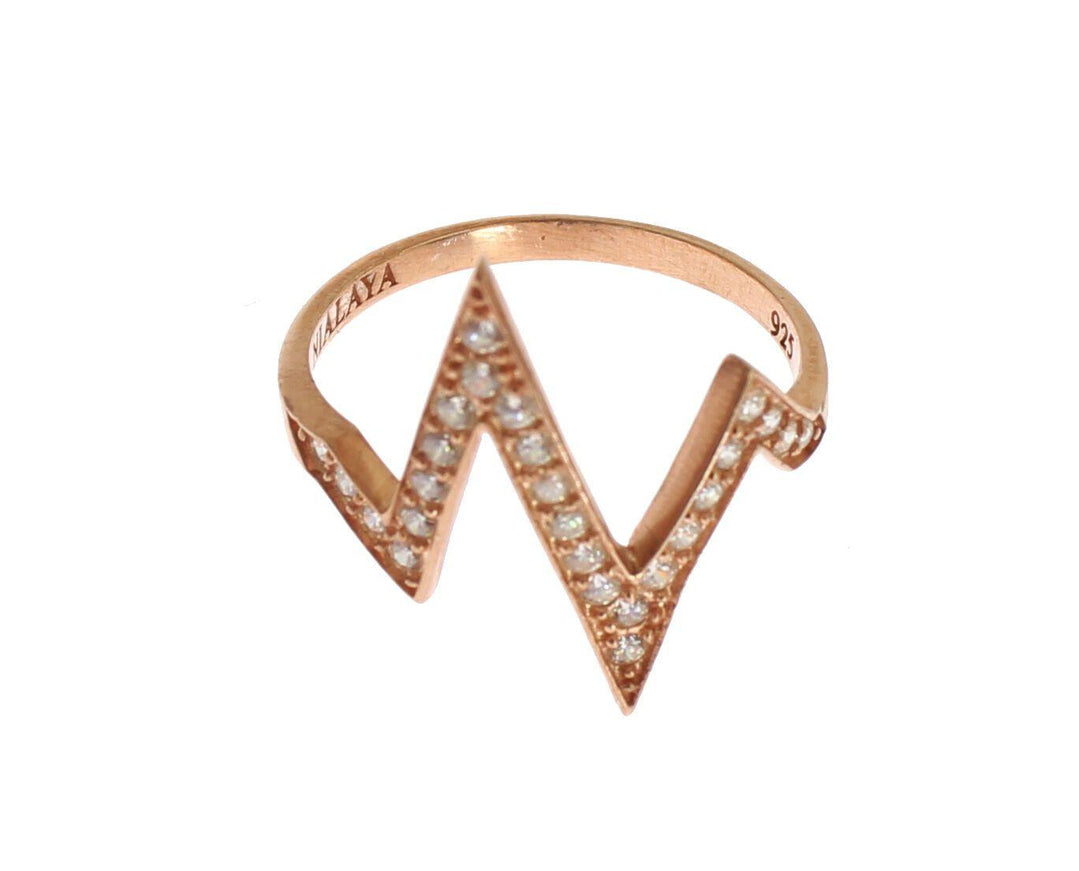 Nialaya Pink Gold 925 Silver Womens Clear Ring - Ellie Belle