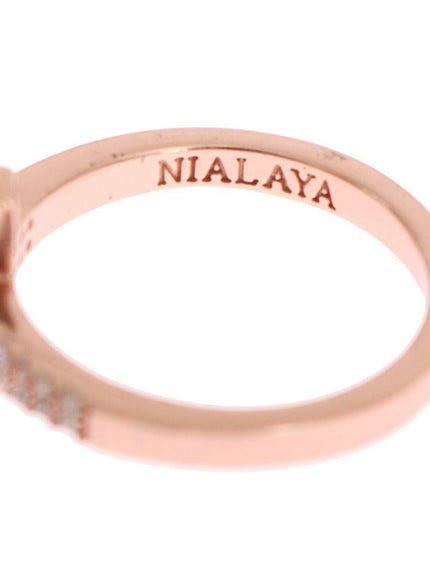 Nialaya Pink Gold 925 Silver Womens Cross CZ Ring - Ellie Belle