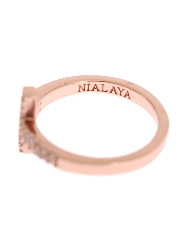 Nialaya Pink Gold 925 Silver Womens Cross CZ Ring - Ellie Belle