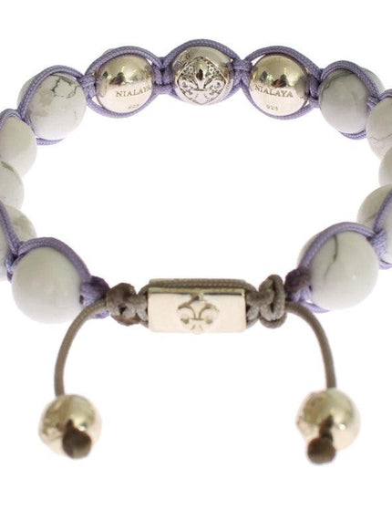 Nialaya Purple CZ Howlite 925 Silver Bracelet - Ellie Belle