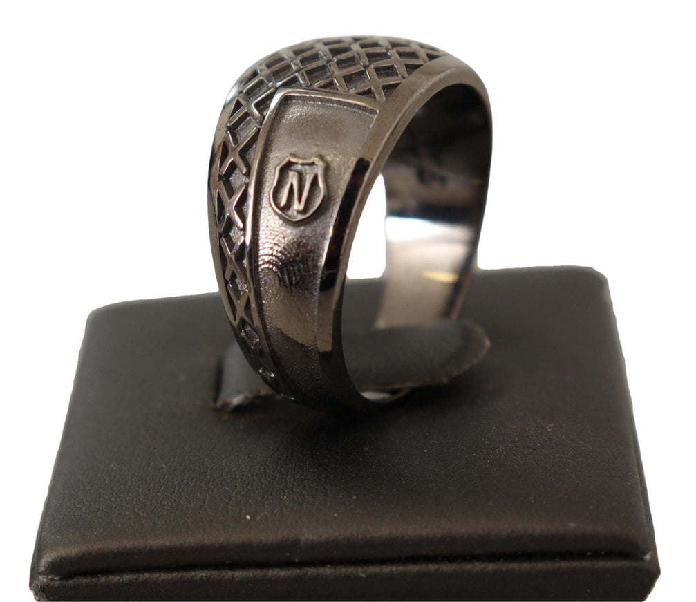 Nialaya Rhodium 925 Sterling Silver Mens Ring - Ellie Belle