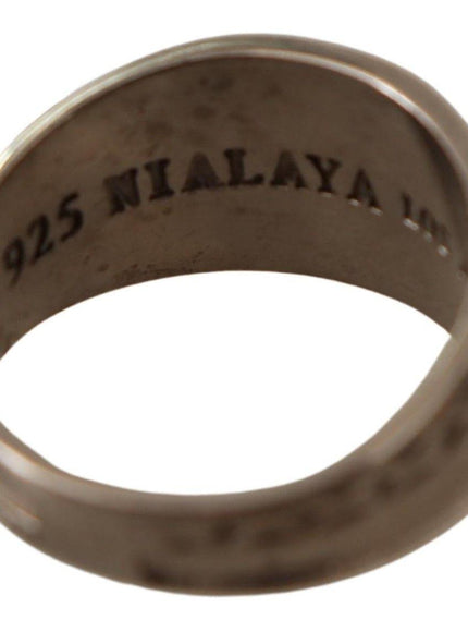 Nialaya Rhodium 925 Sterling Silver Mens Ring - Ellie Belle
