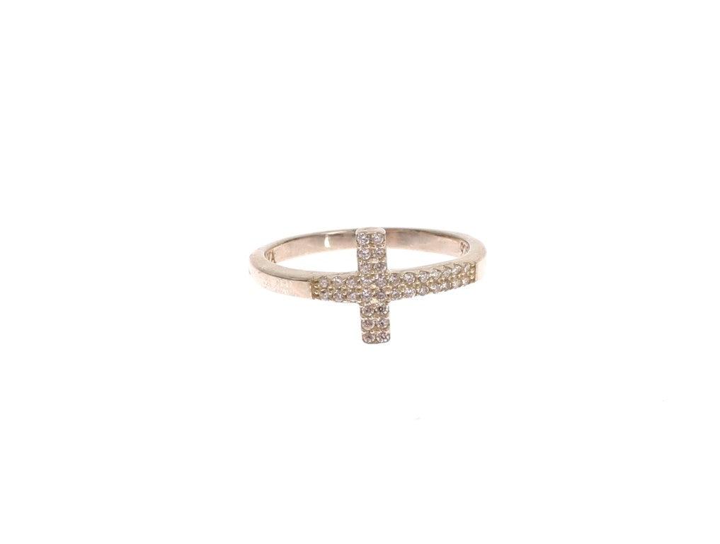 Nialaya Silver CZ Cross 925 Ring - Ellie Belle