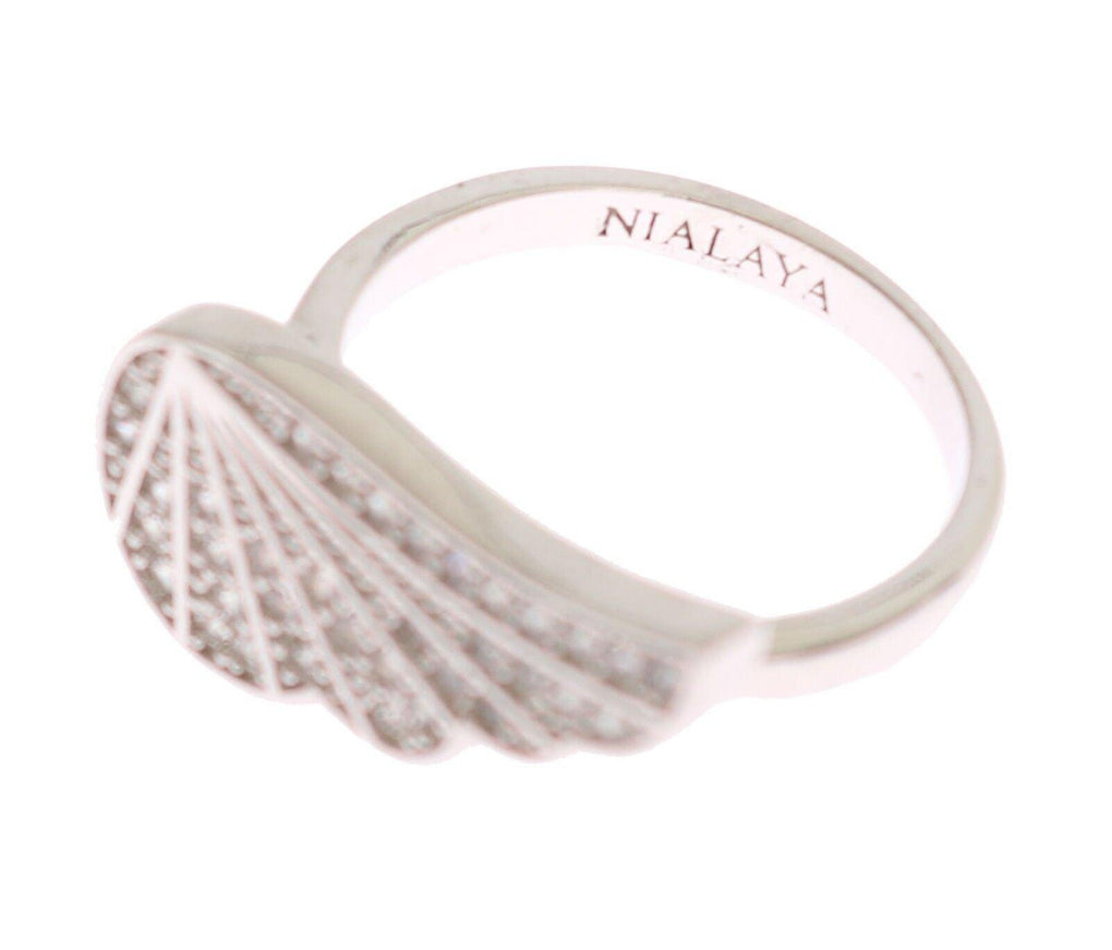 Nialaya Silver Womens Wing Clear CZ 925 Silver Ring - Ellie Belle