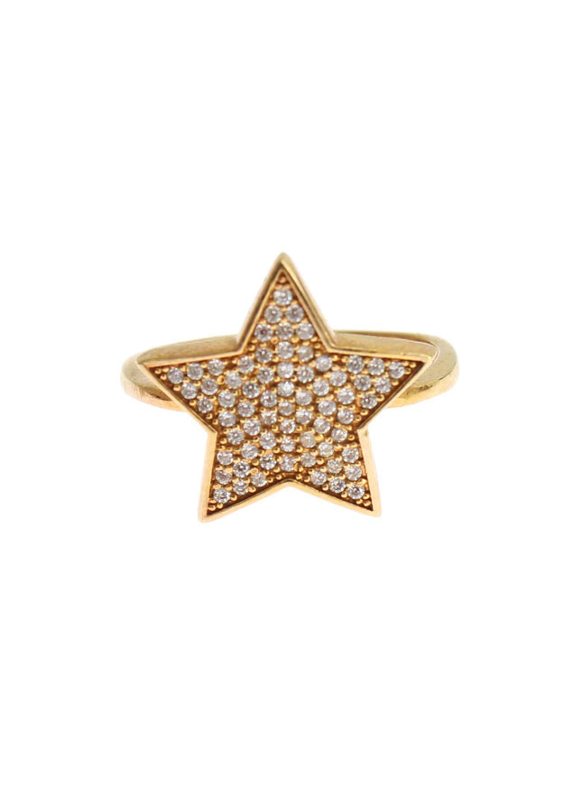 Nialaya Star Gold 925 Silver Womens Clear Ring - Ellie Belle