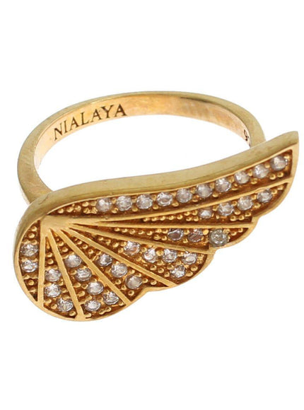 Nialaya Womens Clear CZ Gold 925 Silver Authentic Ring - Ellie Belle