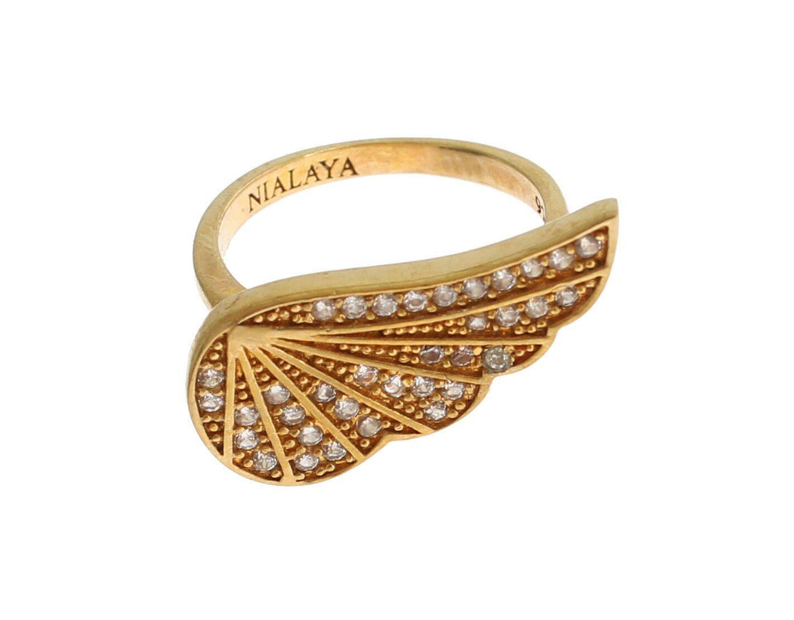 Nialaya Womens Clear CZ Gold 925 Silver Authentic Ring - Ellie Belle