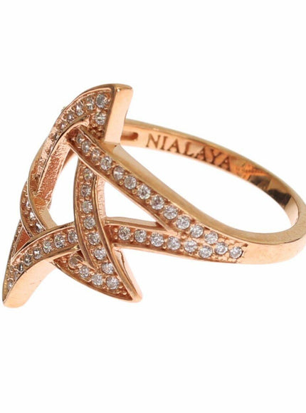 Nialaya Womens Clear CZ Gold 925 Silver Ring - Ellie Belle