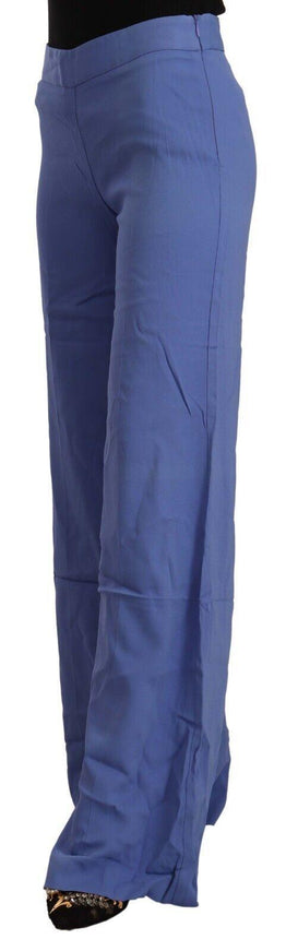 P.A.R.O.S.H. Blue High Waist Viscose Straight Wide Leg Pants - Ellie Belle