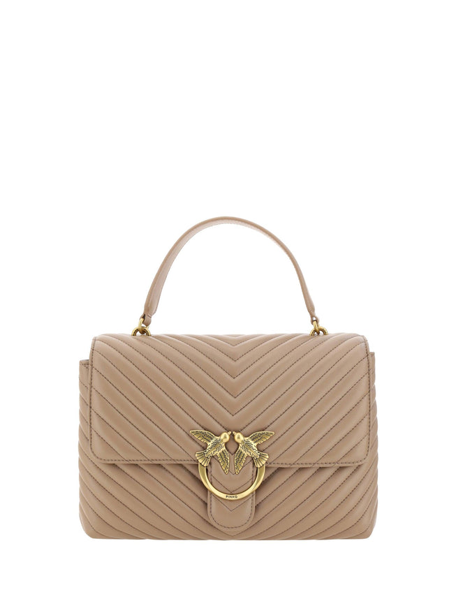 PINKO Beige Calf Leather Love Lady Handbag - Ellie Belle