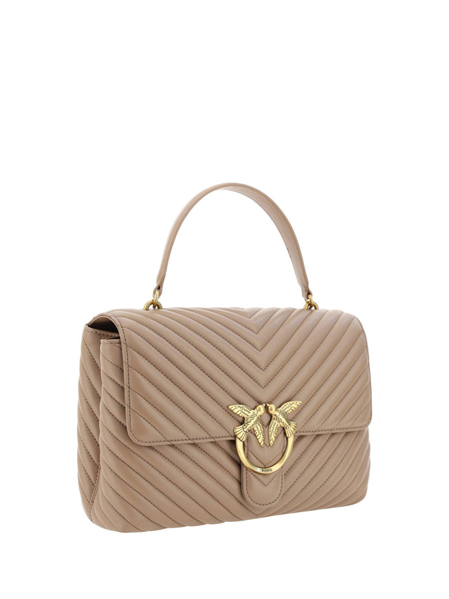 PINKO Beige Calf Leather Love Lady Handbag - Ellie Belle