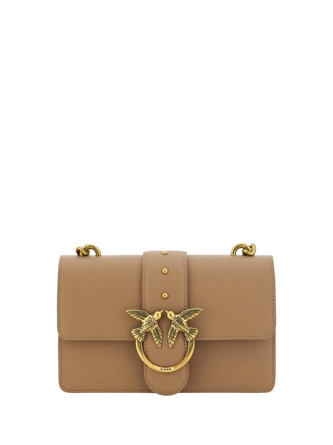 PINKO Beige Leather Love One Mini Shoulder Bag - Ellie Belle