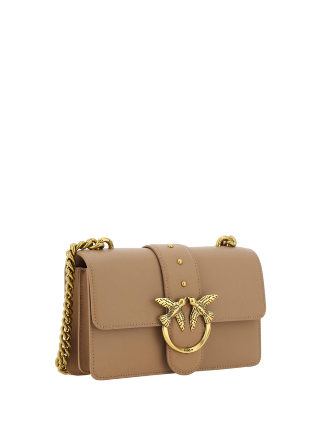 PINKO Beige Leather Love One Mini Shoulder Bag - Ellie Belle