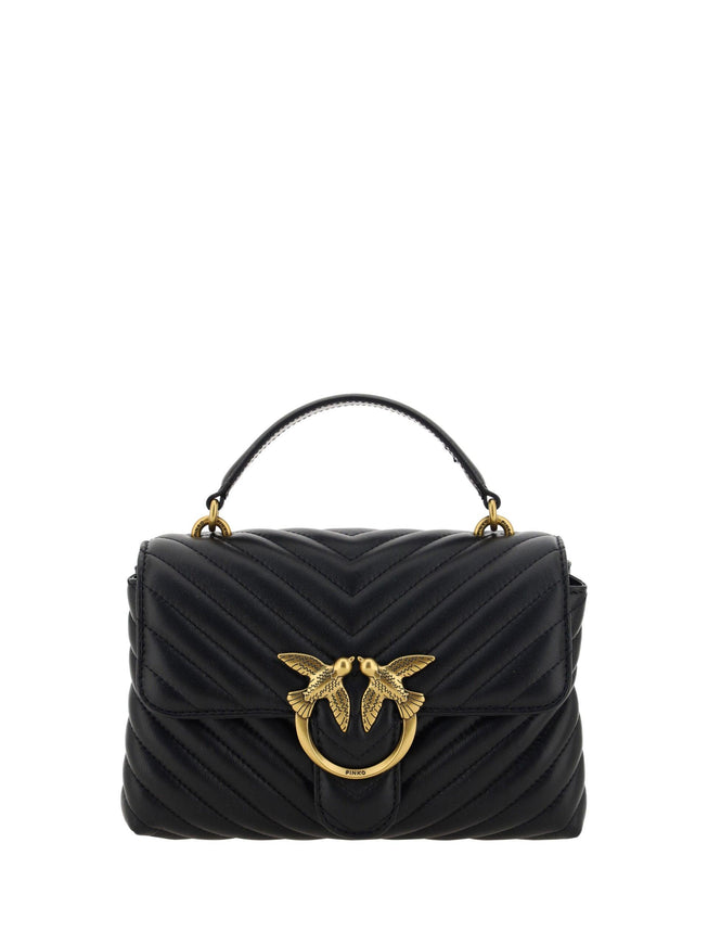 PINKO Black Calf Leather Love Lady Mini Handbag - Ellie Belle