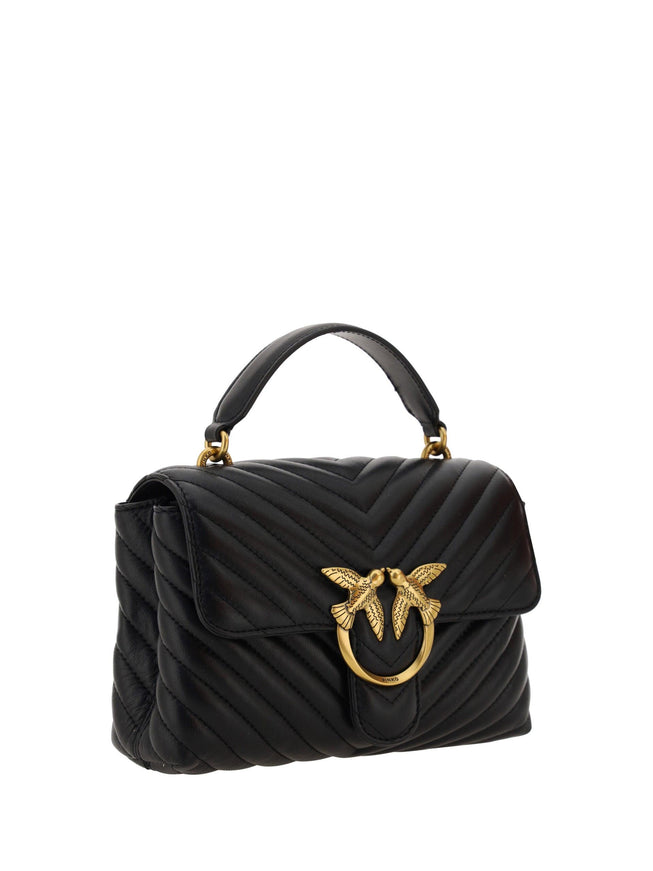 PINKO Black Calf Leather Love Lady Mini Handbag - Ellie Belle