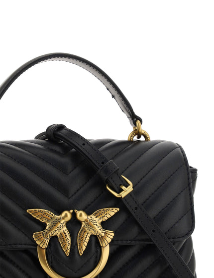 PINKO Black Calf Leather Love Lady Mini Handbag - Ellie Belle