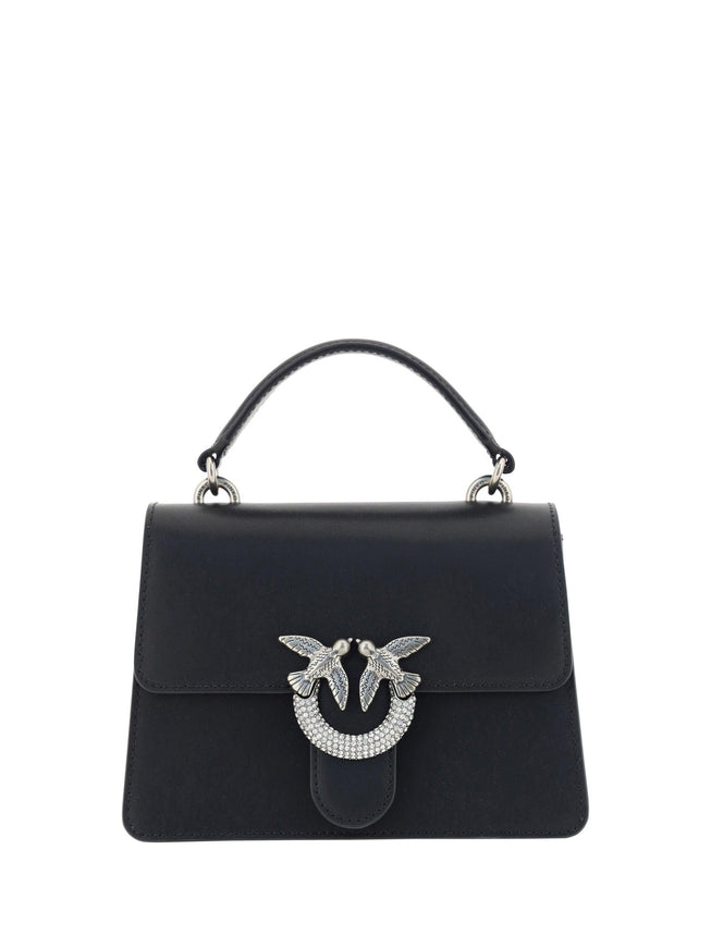 PINKO Black Calf Leather Love One Classic Handbag - Ellie Belle