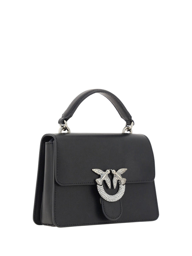 PINKO Black Calf Leather Love One Classic Handbag - Ellie Belle