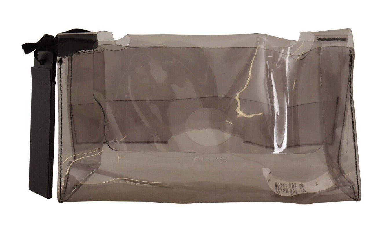 PINKO Black Clear Plastic Transparent Pouch Purse Clutch Bag - Ellie Belle