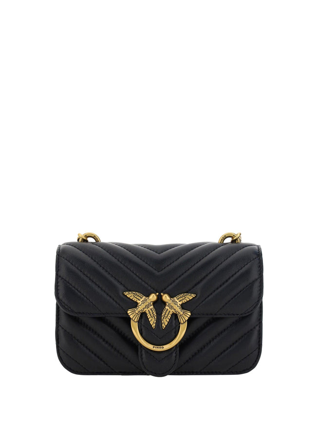 PINKO Black Leather Love Bell Mini Shoulder Bag - Ellie Belle