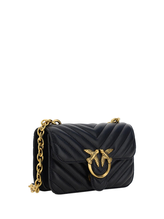 PINKO Black Leather Love Bell Mini Shoulder Bag - Ellie Belle