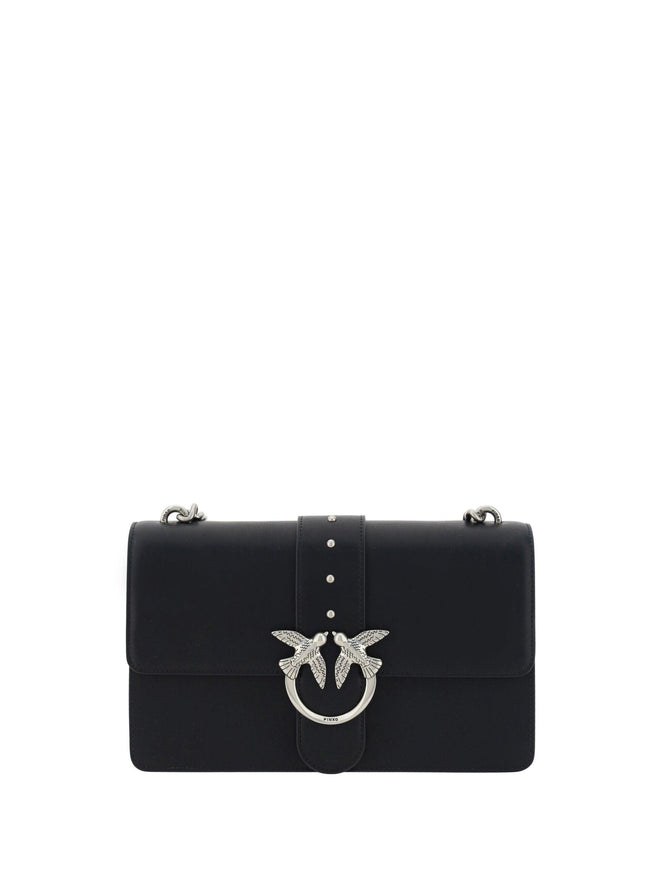 PINKO Black Leather Love One Classic Shoulder Bag - Ellie Belle