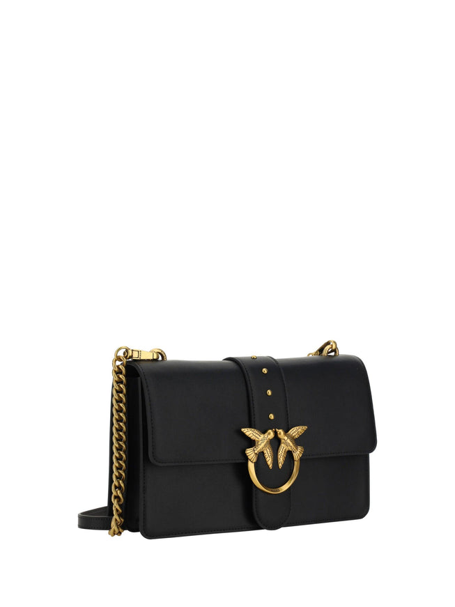 PINKO Black Leather Love One Classic Shoulder Bag - Ellie Belle