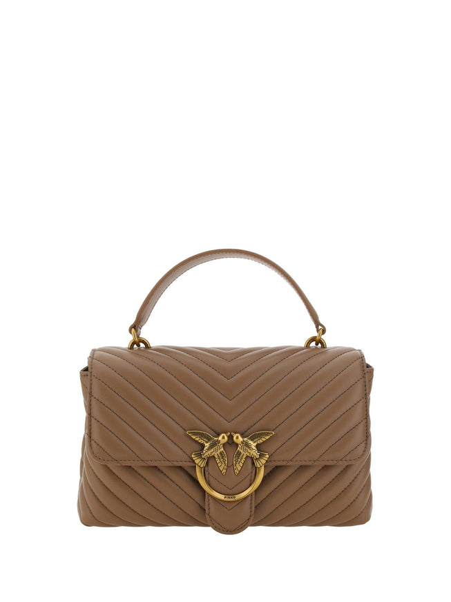 PINKO Brown Calf Leather Love Lady Handbag - Ellie Belle