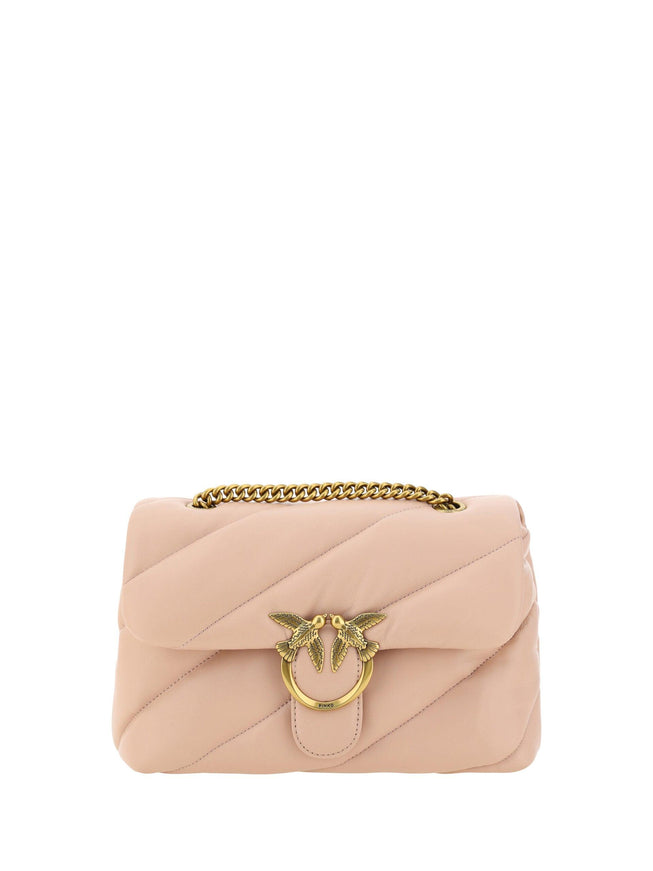 PINKO Pink Calf Leather Love Classic Shoulder Bag - Ellie Belle