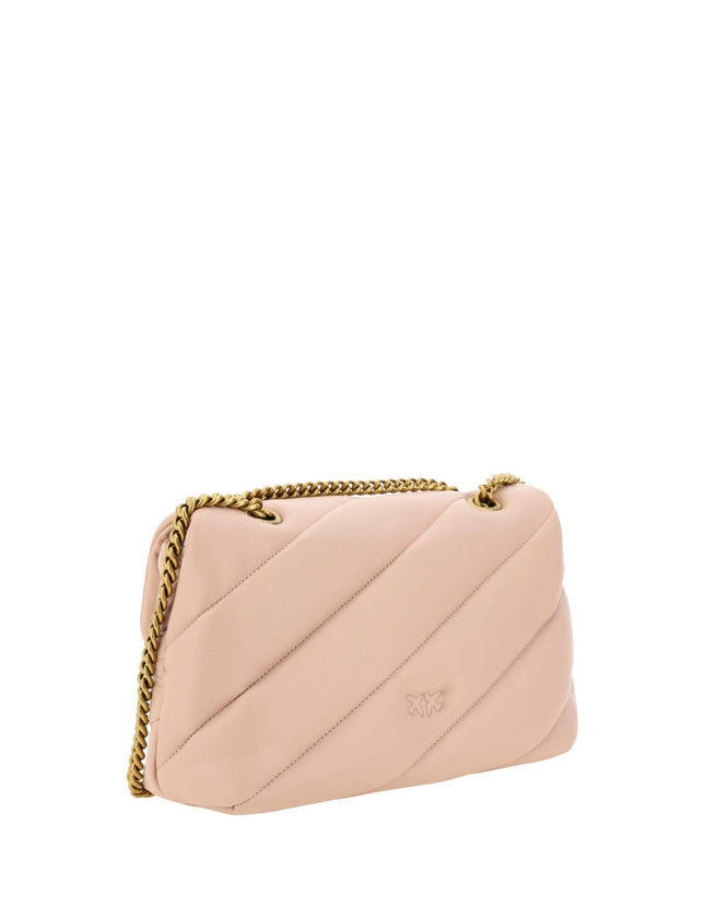 PINKO Pink Calf Leather Love Classic Shoulder Bag - Ellie Belle