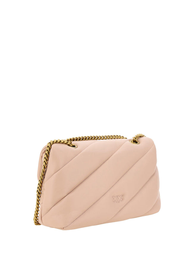 PINKO Pink Calf Leather Love Classic Shoulder Bag - Ellie Belle