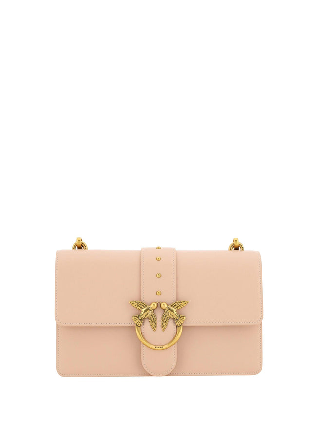 PINKO Pink Calf Leather Love One Classic Shoulder Bag - Ellie Belle