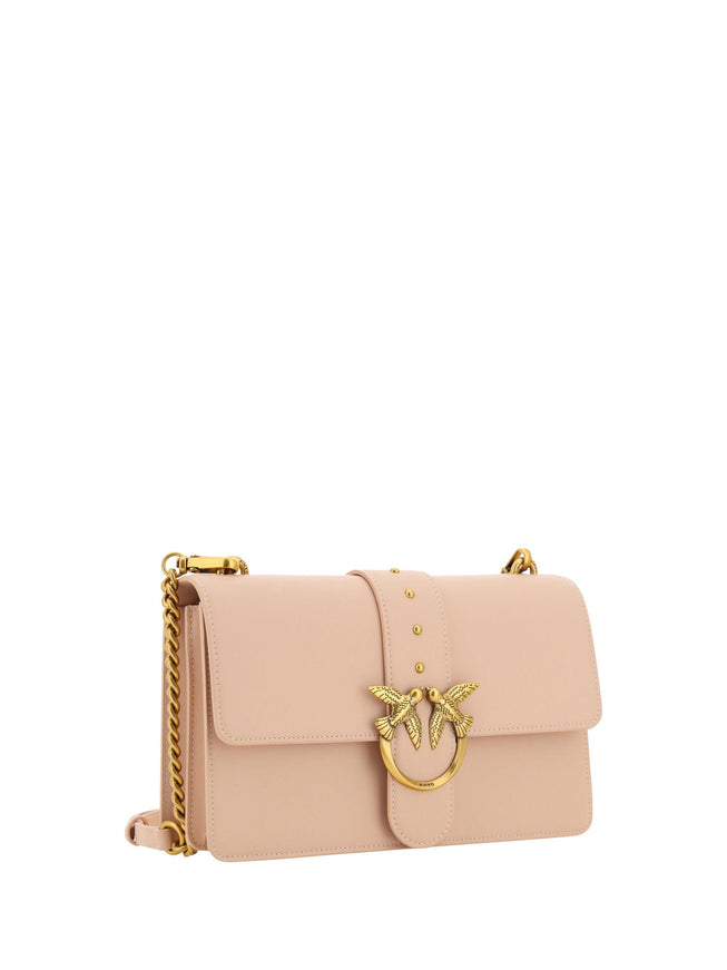 PINKO Pink Calf Leather Love One Classic Shoulder Bag - Ellie Belle