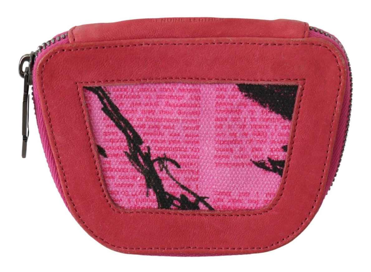 PINKO Pink Suede Printed Coin Holder Women Fabric Zippered Purse - Ellie Belle