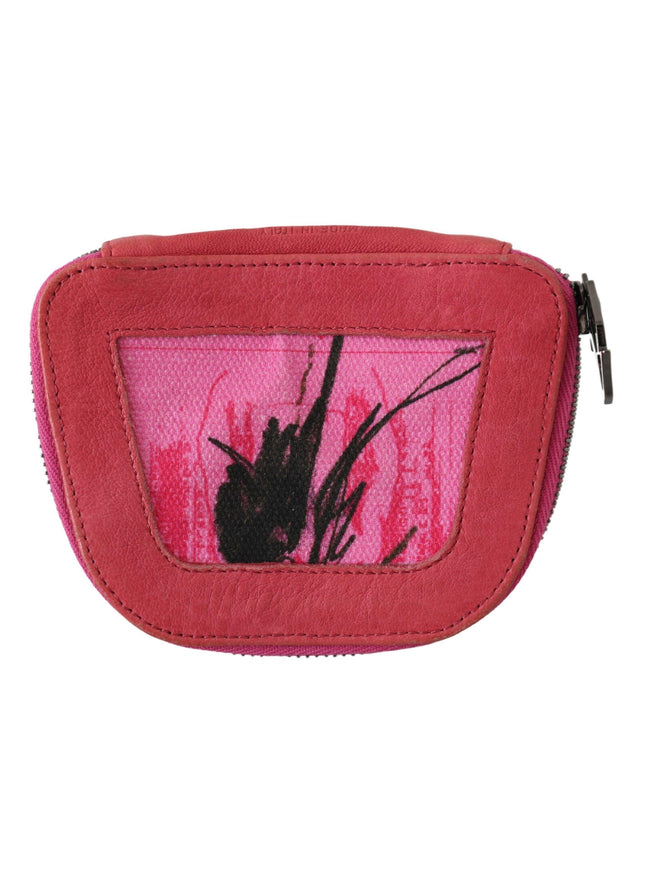 PINKO Pink Suede Printed Coin Holder Women Fabric Zippered Purse - Ellie Belle