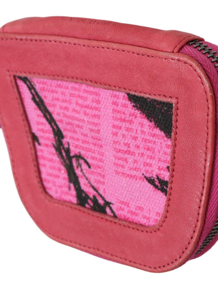 PINKO Pink Suede Printed Coin Holder Women Fabric Zippered Purse - Ellie Belle