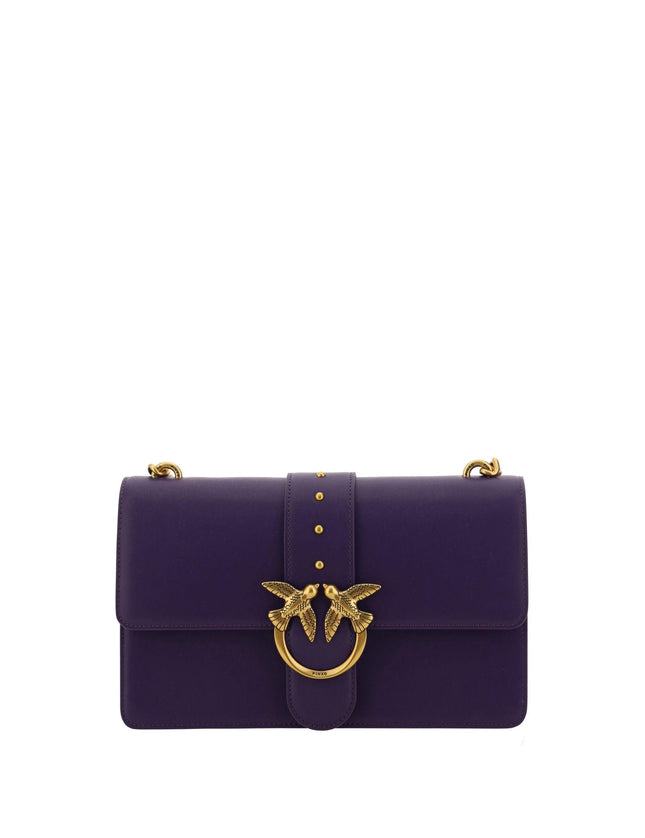 PINKO Purple Leather Love One Classic Shoulder Bag - Ellie Belle