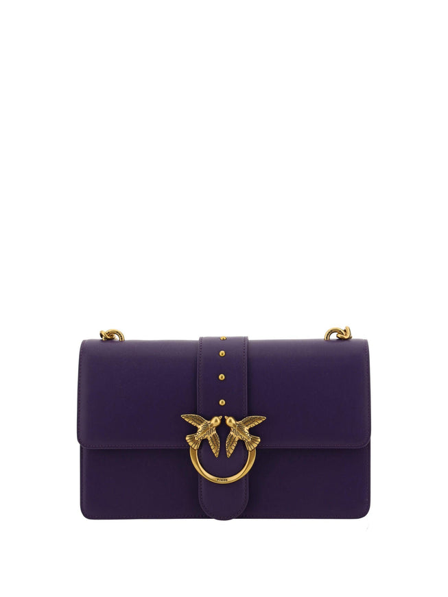 PINKO Purple Leather Love One Classic Shoulder Bag - Ellie Belle