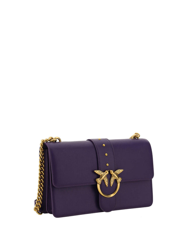 PINKO Purple Leather Love One Classic Shoulder Bag - Ellie Belle