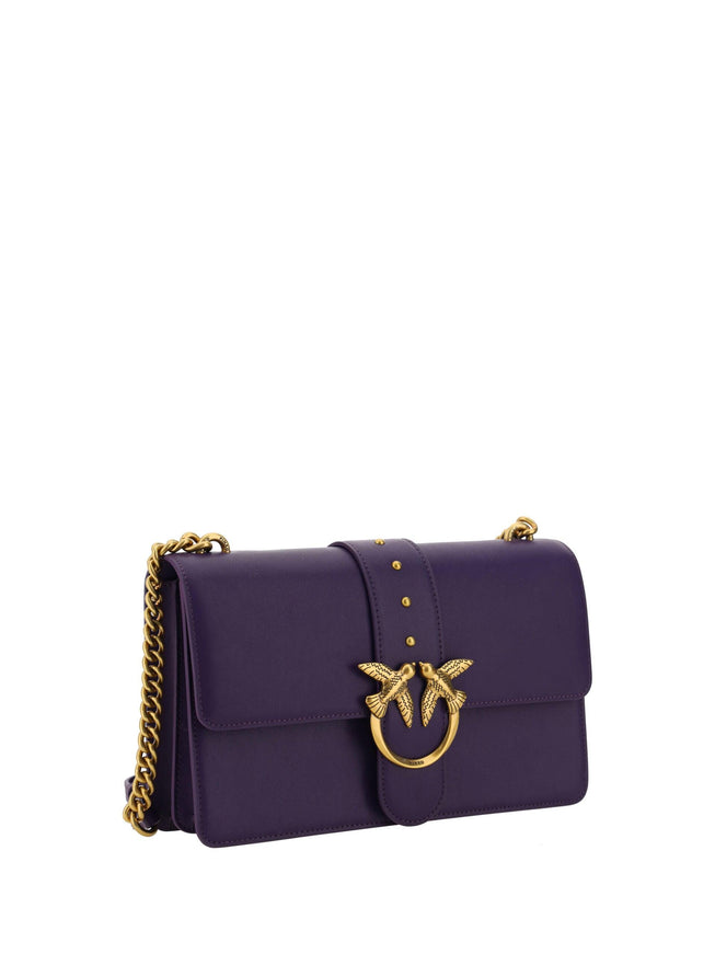 PINKO Purple Leather Love One Classic Shoulder Bag - Ellie Belle