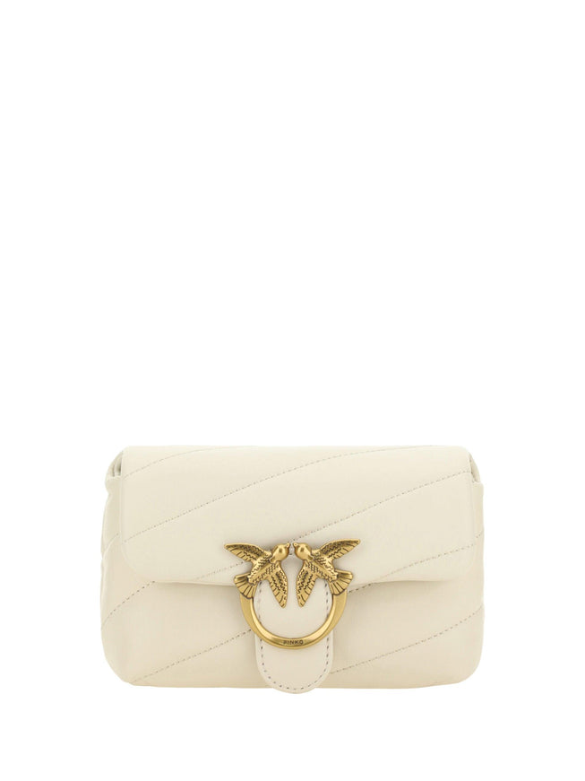 PINKO White Calf Leather Love Baby Small Shoulder Bag - Ellie Belle